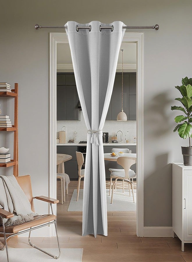 Joydeco Blackout Door Curtain for Doorway Privacy 78 Inches Long, Grommet Closet Curtain for Open Closet, Room Divider for Bedroom Living Room (Greyish White, 40Wx78L, 1 Panel) - Image 2